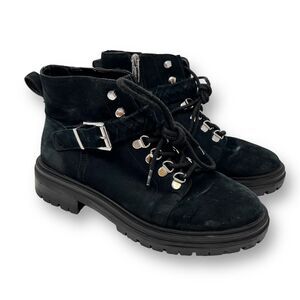 Vince Camuto Black Ankle Boots with Lace and Buckle